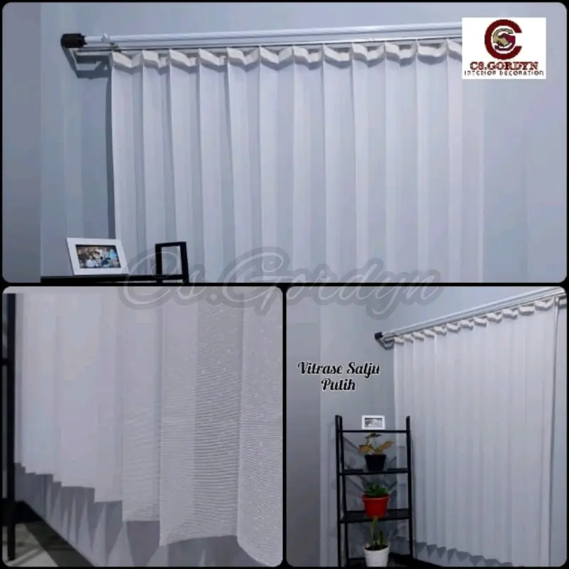 Gorden Vitrase Polos motif salju untuk puring vitrase Jendela Pintu warna Putih dan Kuning Curtain 5