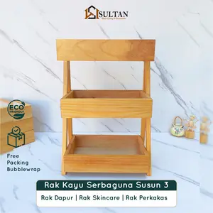 Rak Bawang Susun 3 Kayu Pinus | Rak Dapur Minimalis Estetik | Rak Kayu Serbaguna