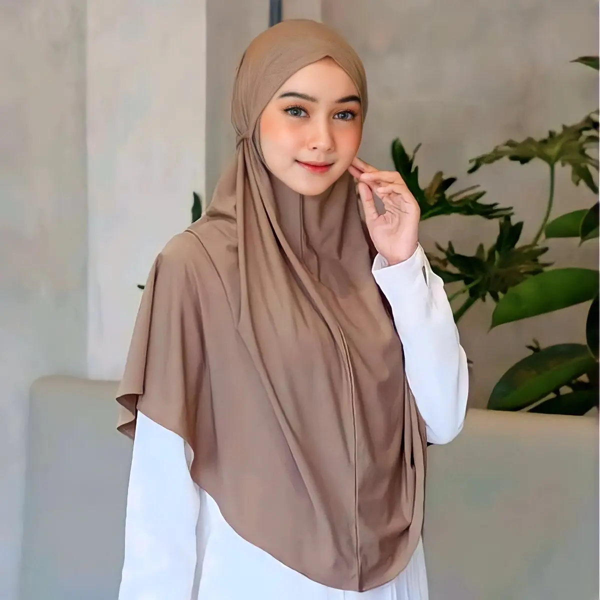 Bergo Instan Jersey Non Pad Tali High Quality Ukuran L Jilbab Muslim
