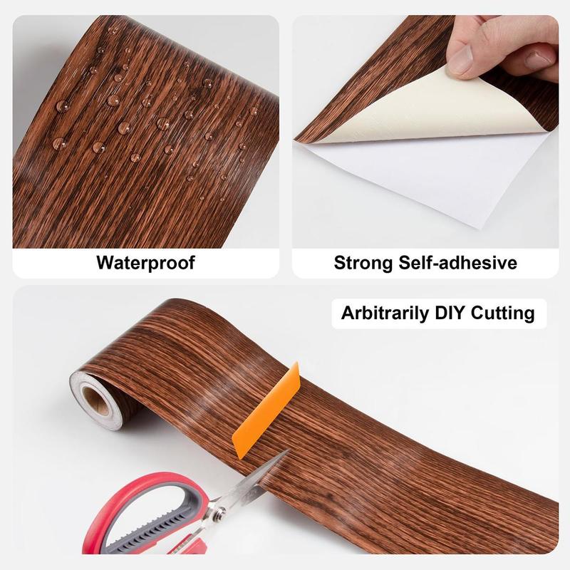 Product Introduction of Realistic Wood Grain Repair Duct Tape Furniture Renovation Adhesive Skirting Waist Line Floor Stickers Home Decor Improvement 21