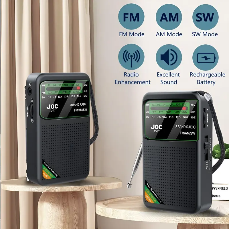 Đài Phát Thanh Cầm Tay Mini Cổ Điển, Năm 2025, Đa Băng Tần AM / FM / SW, Sạc Type-C, Quét Tự Động, Loa Lớn, Thích Hợp Làm Quà Tặng Cho Người Già Và Cha Mẹ, Lý Tưởng Để Sử Dụng Ngoài Trời Và Cắm Trại, Thời Lượng Pin Lâu Dài 0