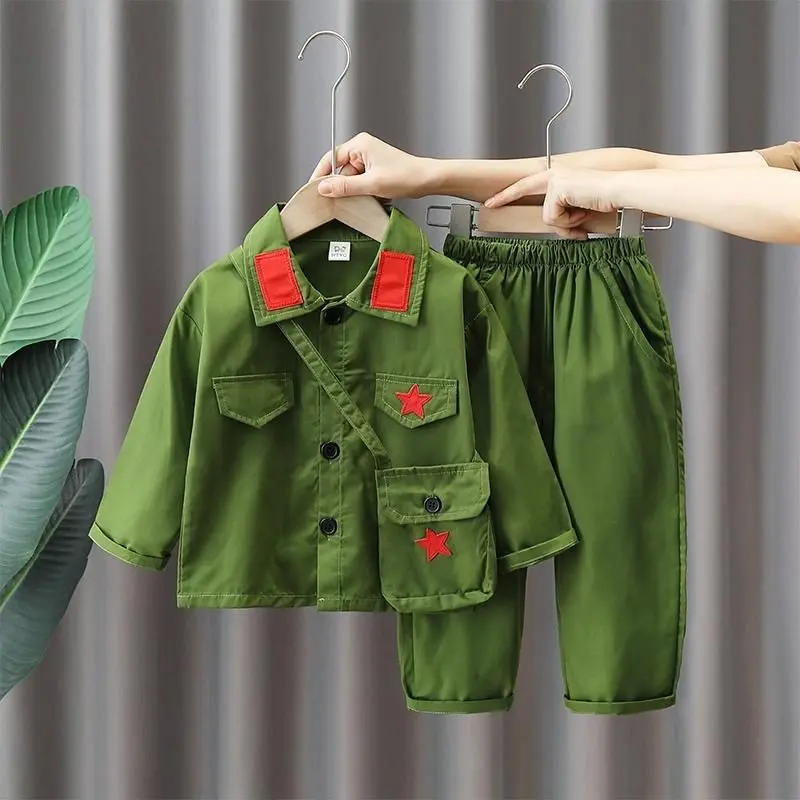 Trang Phục Quân Đội, Trang Phục Đội Quân Đội Bé Trai, Bộ Đồng Phục Mùa Xuân Và Mùa Thu Cho Trẻ Em, Phong Cách Hồng Quân, Quần Áo Quân Đội Giải phóng Nhân Dân Thích Hợp Cho Chiến Binh Quân Đội Tuyến Đường 8, Bộ Trang Phục Hợp xướng, Năm 2024 0