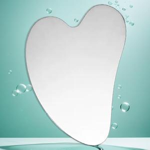 1 pieza/ herramienta facial de Gua Sha, masaje de piel con Gua Sha, herramienta de belleza para cuerpo y ojos, dispositivo de masaje para cuello, herramienta portátil de acero inoxidable, mejora la absorción, adecuada para ojos, cara, cuello.