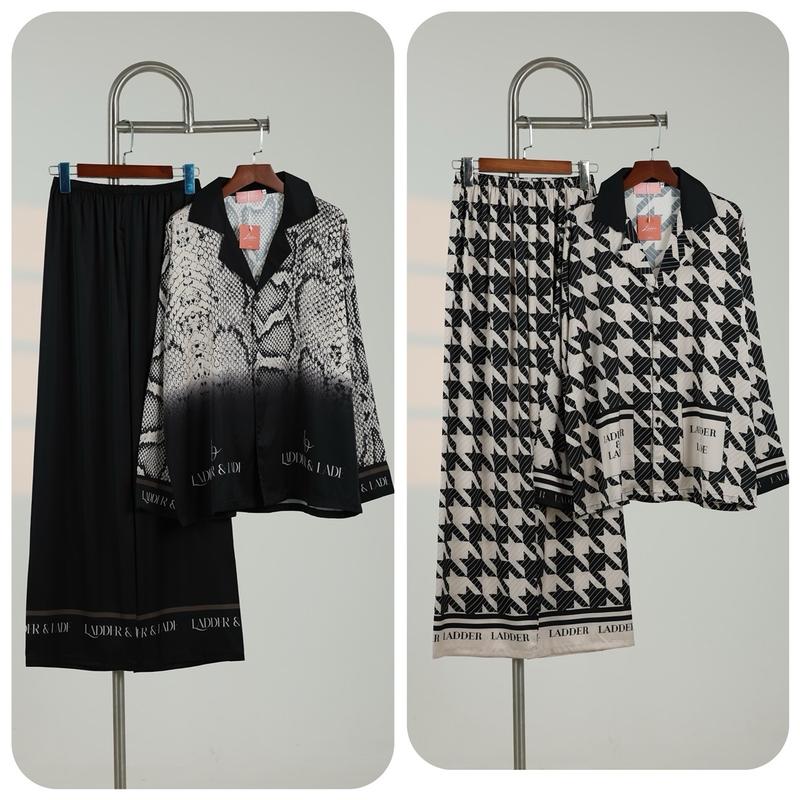 Bộ pyjama - bộ ngủ ( không túi) quần dài tay dài sang đen loang - dích dắc