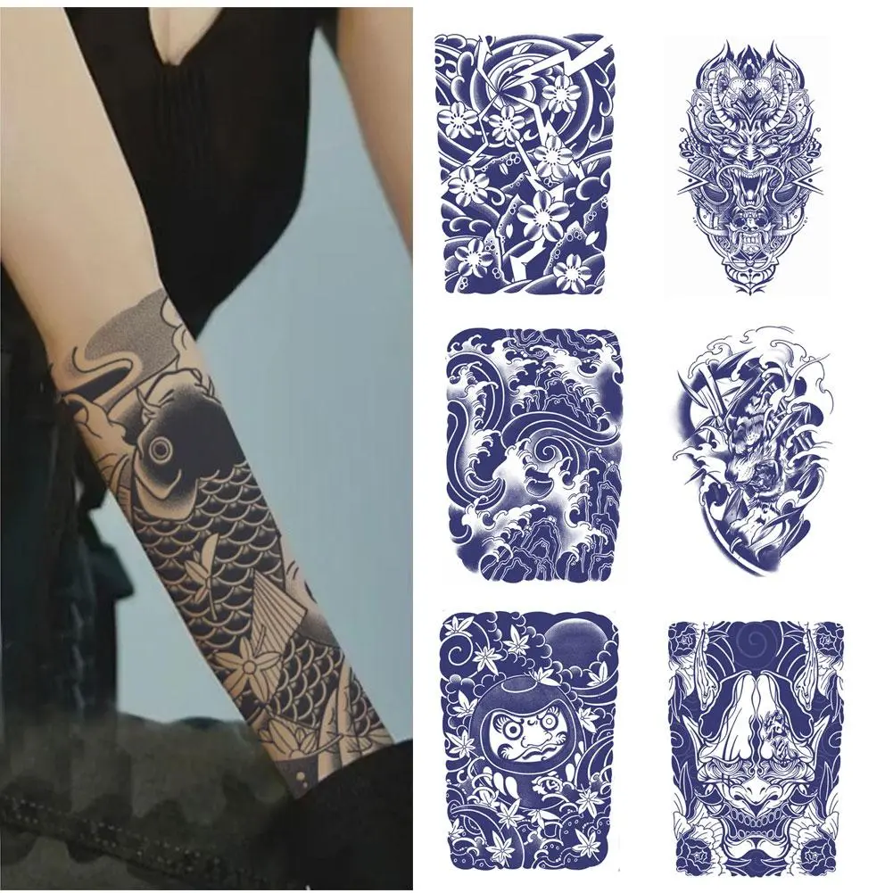 Miếng Dán Hình Xăm, Hàng Mới Về, Mẫu Truyền Thống Nhật Bản, Dành Cho Nữ Và Nam, Tạm Thời, Không Phản Chiếu, Rửa Được, Không Thấm Nước, Lâu Trôi