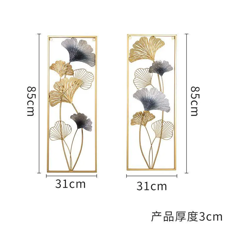 Walldecor Berkah Hiasan Dinding Besi Aesthetic 85x31 Frame Metal Gold Wall Decor Nordic Leaf Gingko 3