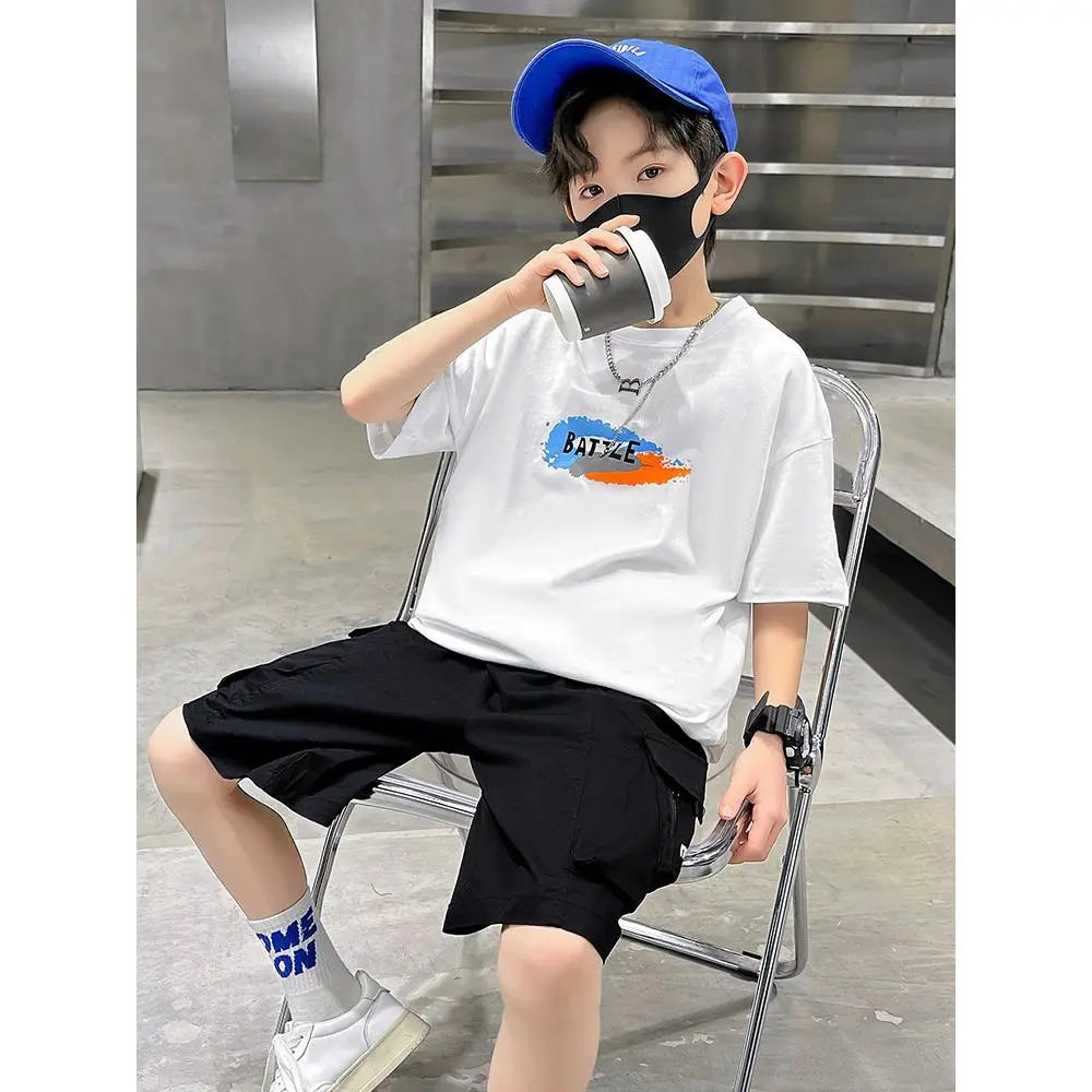 Boys' Short Sleeve T-Shirt Summer 2025 New Children's Cotton Summer Boys' Trendy Top