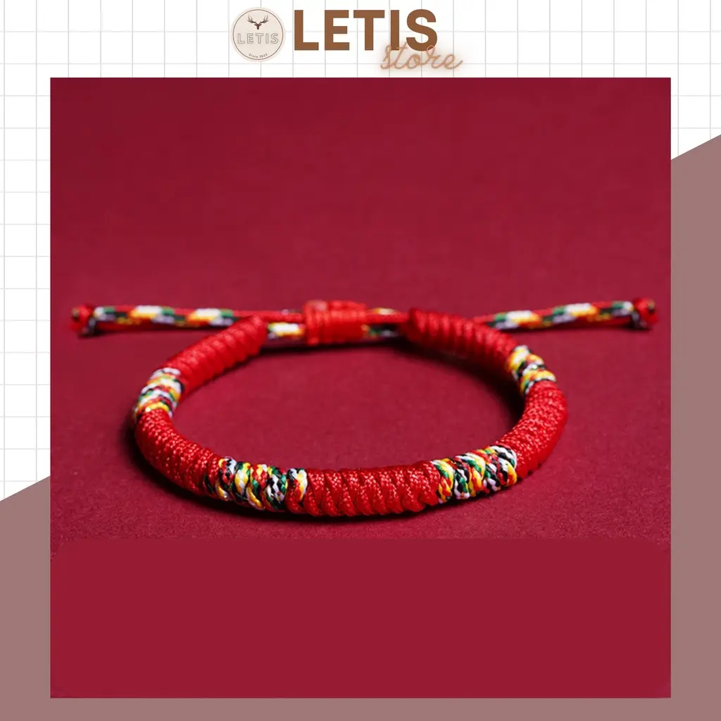 Vòng tay nam nữ LETIS VT82 sợi chỉ may mắn tùy chỉnh kích thước, lắc tay phong cách thời trang chất liệu bền bĩ