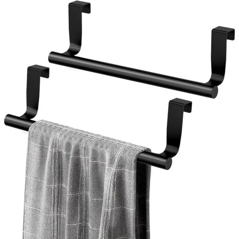 Over Cabinet Door Towel Holder, 2 Counts Stainless Steel Towel Rack, Towel Holder for Kitchen Bathroom Dormitory Home Office