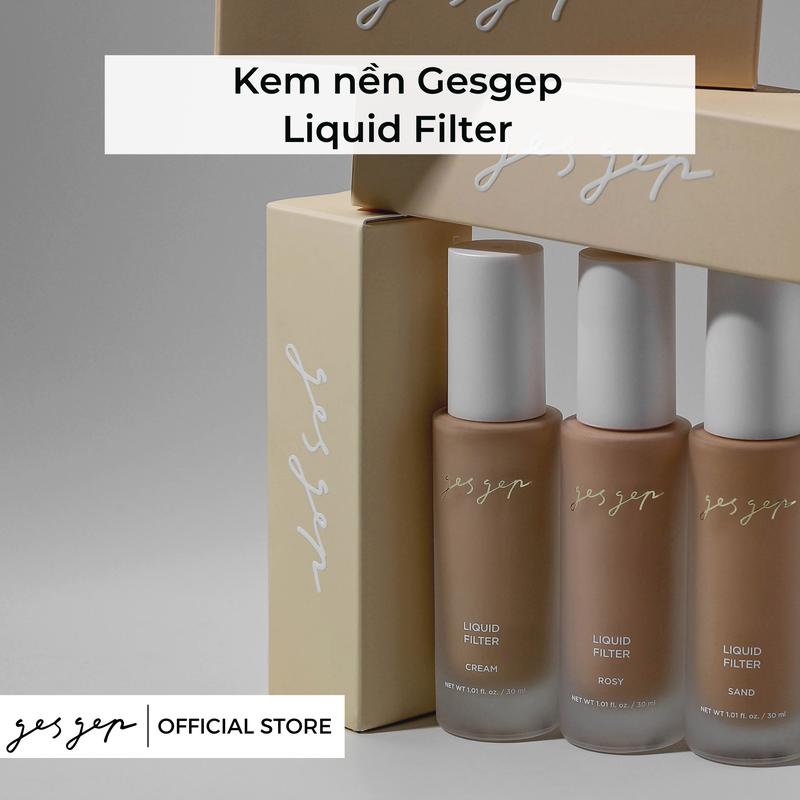 Kem nền Gesgep Liquid Filter 30ml độ che phủ cao, cho lớp nền mỏng nhẹ mịn mướt, chống nắng