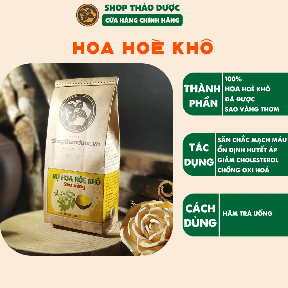 Hoa hòe khô Shop Thảo Dược | Hoa hoè khô sao vàng hỗ trợ hạ huyết áp Nước Trà Tea, Trà hoa hoè tốt cho người giãn tĩnh mạch tea  box