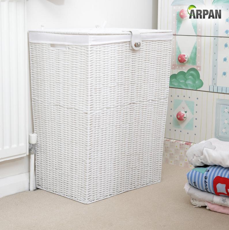 Arpan Resin Laundry Clothes Basket with Lid and Lining Storage Basket with Removable Lining Organiser 1