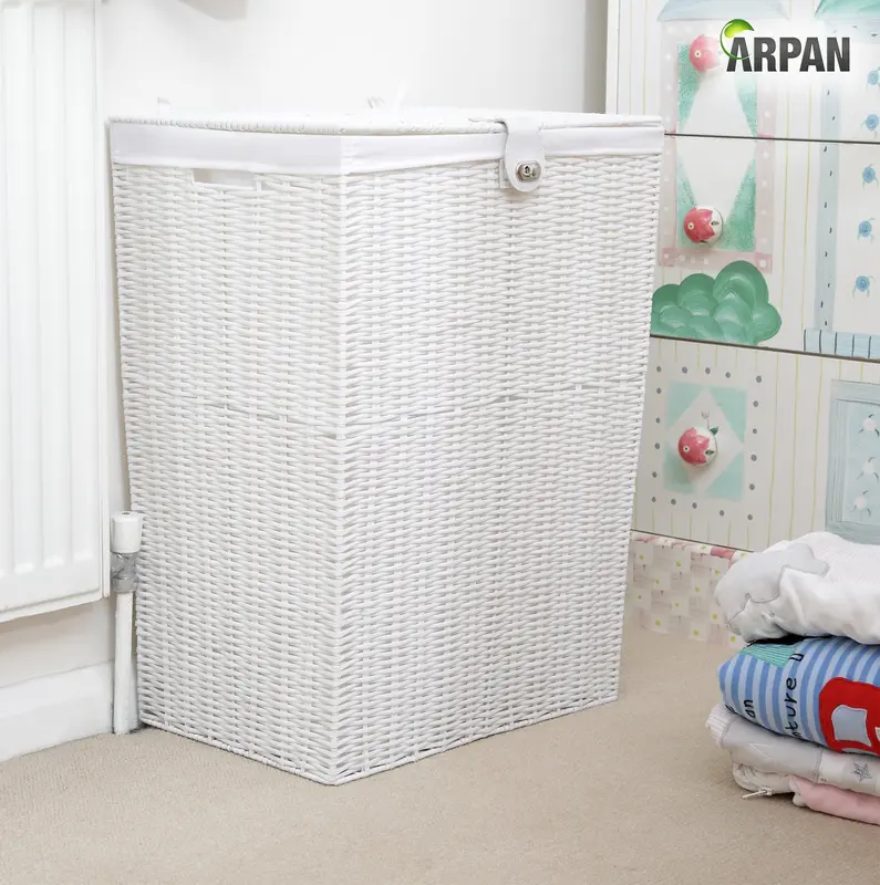Arpan Resin Laundry Clothes Basket with Lid and Lining Storage Basket with Removable Lining Organiser 1