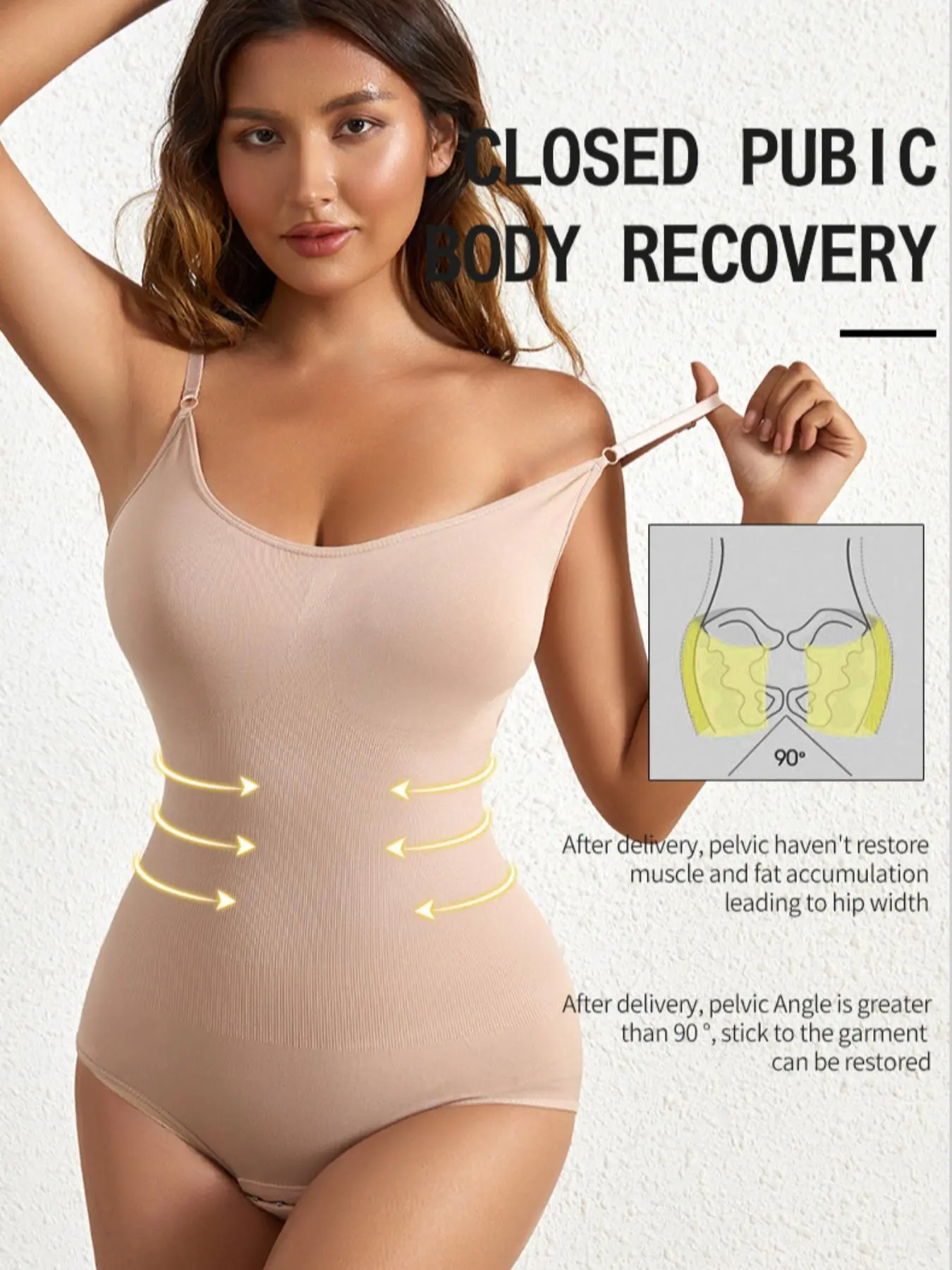 Women's Solid Color Scoop Neck Bodysuit Shaper, High Stretch Seamless Shapewear with Hook And Eye Closure, Tummy Control Shapewear Bodysuit for Women