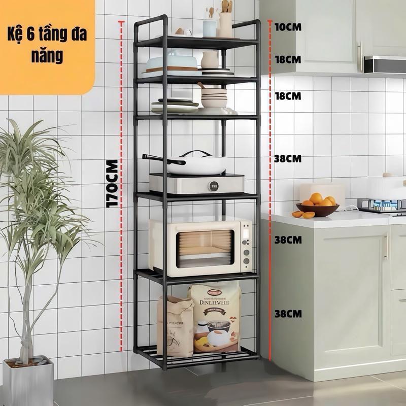 Kệ 6 Tầng Để Đồ Đa Năng, Kệ Nhà Bếp, Kệ Phòng Khách, Kệ Phòng Ngủ, Khung Thép Lắp Ráp Sơn Tĩnh Điện Chống Rỉ Bền Chắc