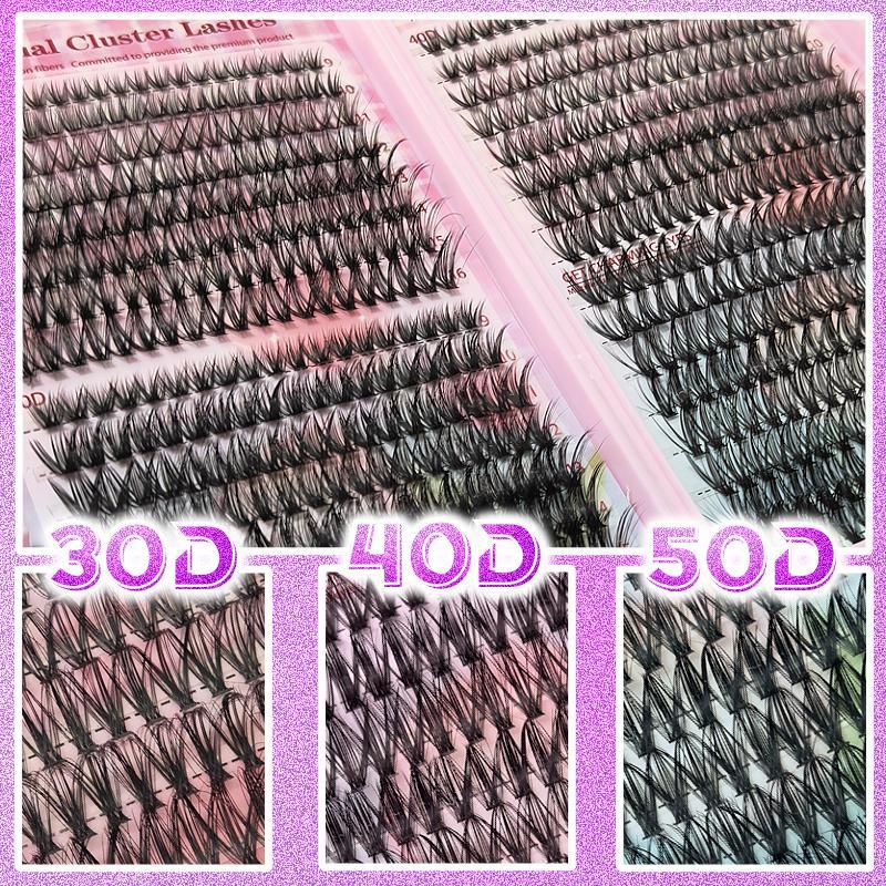 Product Introduction of Mixed Length Individual False Eyelashes with Eyelash Glue & Tweezers, 1 Set Natural Look Eyelash Extensions, Self Grafting Eyelash Clusters  for Women Makeup 2