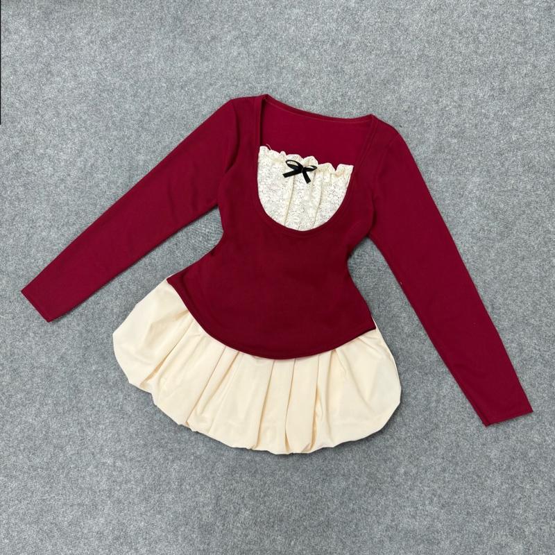 TỰ CHỌN  áo váy set đồ bigsize áo thun phối ren cao cấp vải thun ruby phối chân váy bí xinh cho nữ (58 đến 92kg) Women