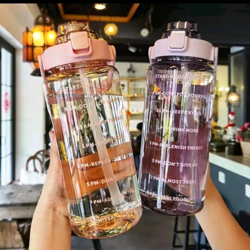 botol minum jumbo 2 liter freee sedotan 1