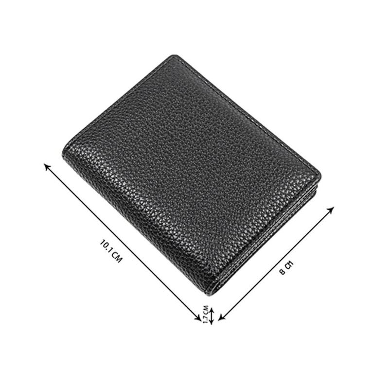 Product Introduction of New Leather Card Holder Lichee Pattern Big Capacity Short Wallet Black Credit Card Holder Men 11