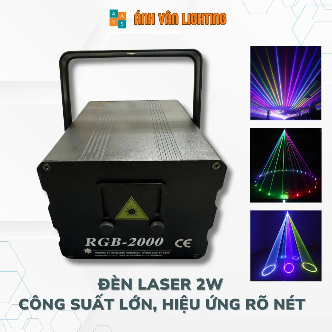 Đèn Laser Quét Tia Chiếu Hình 2W - Đèn Laser Công Suất Lớn Chiếu Hiệu Ứng Đẹp, Rõ Nét Dùng Cho Phòng Bay, KTV, Sân Khấu...