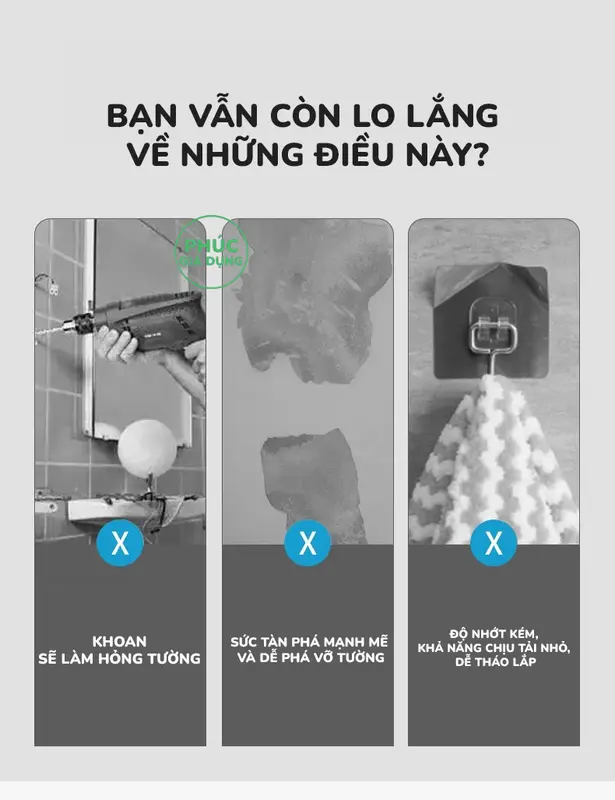 Miếng Dán Móc Treo Trong Suốt Không Dấu Vết - Chống Thấm, Tải Trọng Cao 2