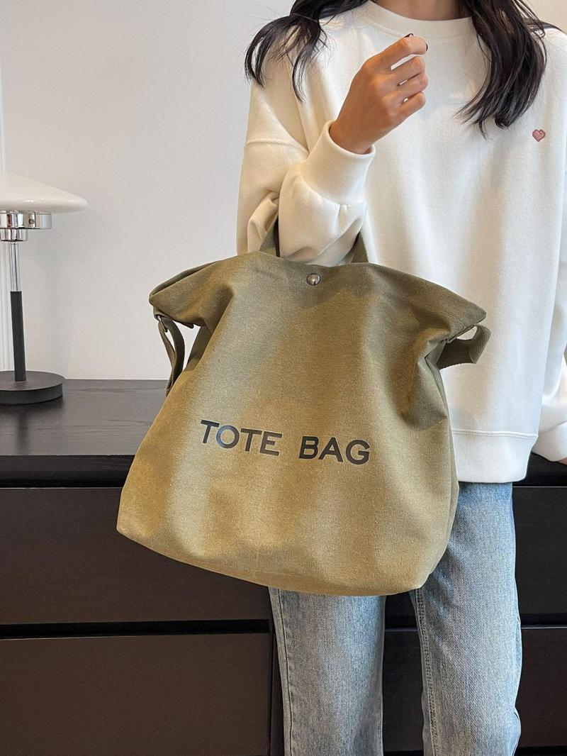 Product Introduction of Fashion Letter Pattern Tote Bag, Large Capacity Shoulder Bag for Women & Men, Casual Trendy Versatile High-quality Daily Commuting Bag 15