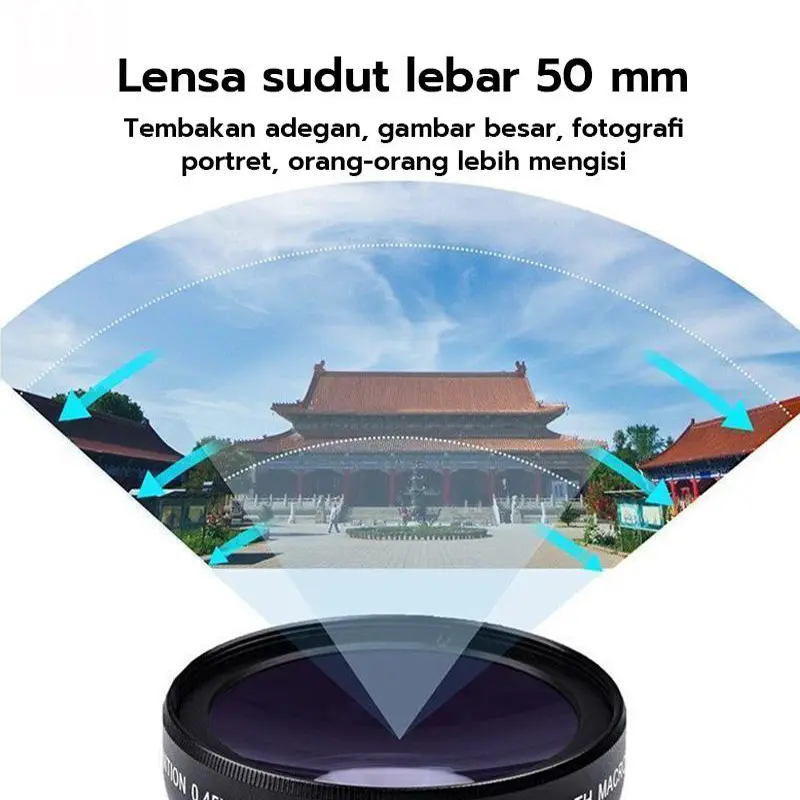 2 In 1 Lensa Super Wide Angle Lens Macro Smartphone Aksesoris Lensa Pembesar 12.5X Camera HP Dengan Klip Untuk Handphone Kamera 5