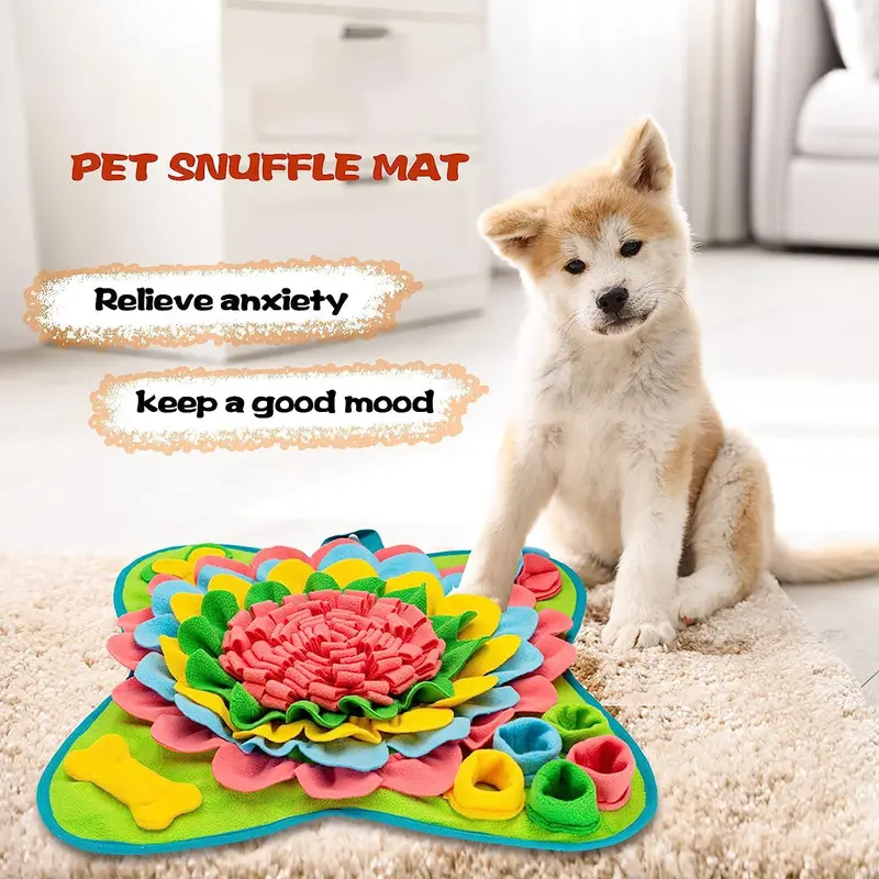 Flower Design Indestructible Pet Snuffle Mat, Pet Sniffing Pad, Pet Slow Feeding Mat, Interactive & Stress Relief Toy for Dogs, Dog & Cat Accessories, Valentine's Day Gift 4