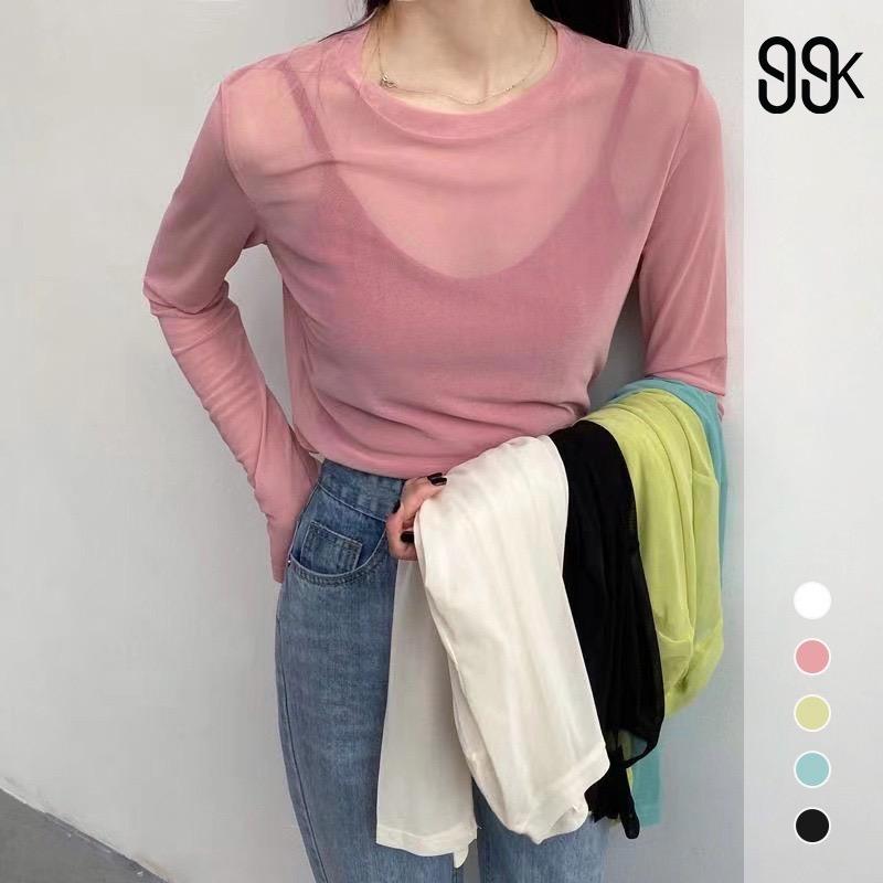 Long Sleeve Transparant Tulle Blouse 2064 0