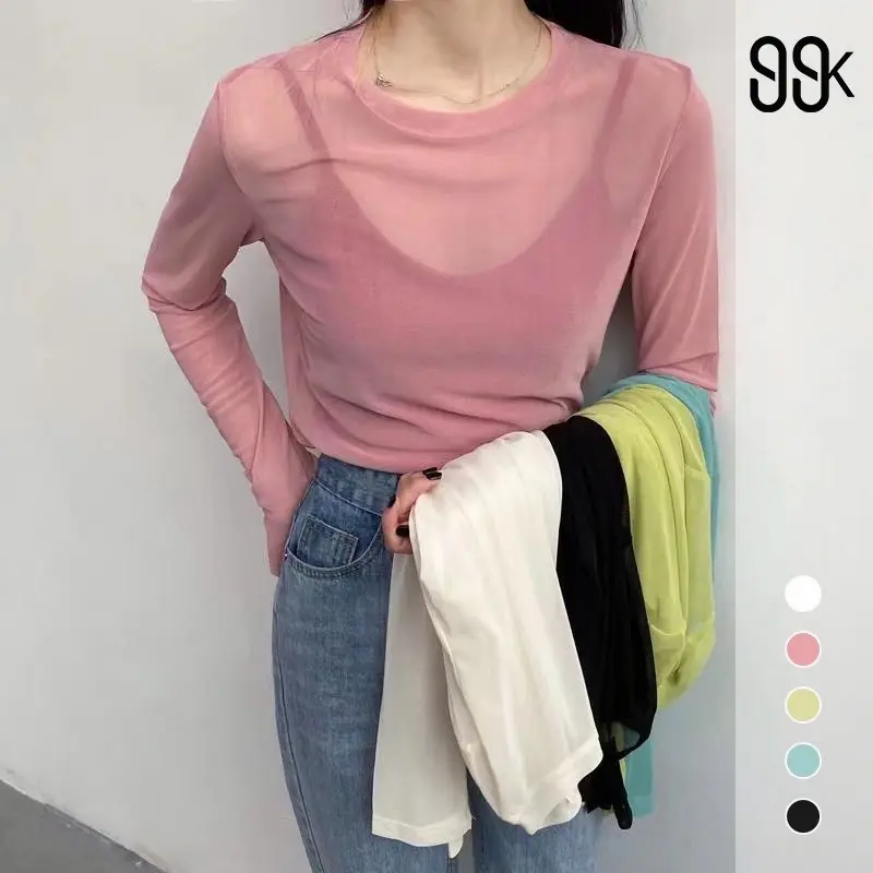 Long Sleeve Transparant Tulle Blouse 2064 0