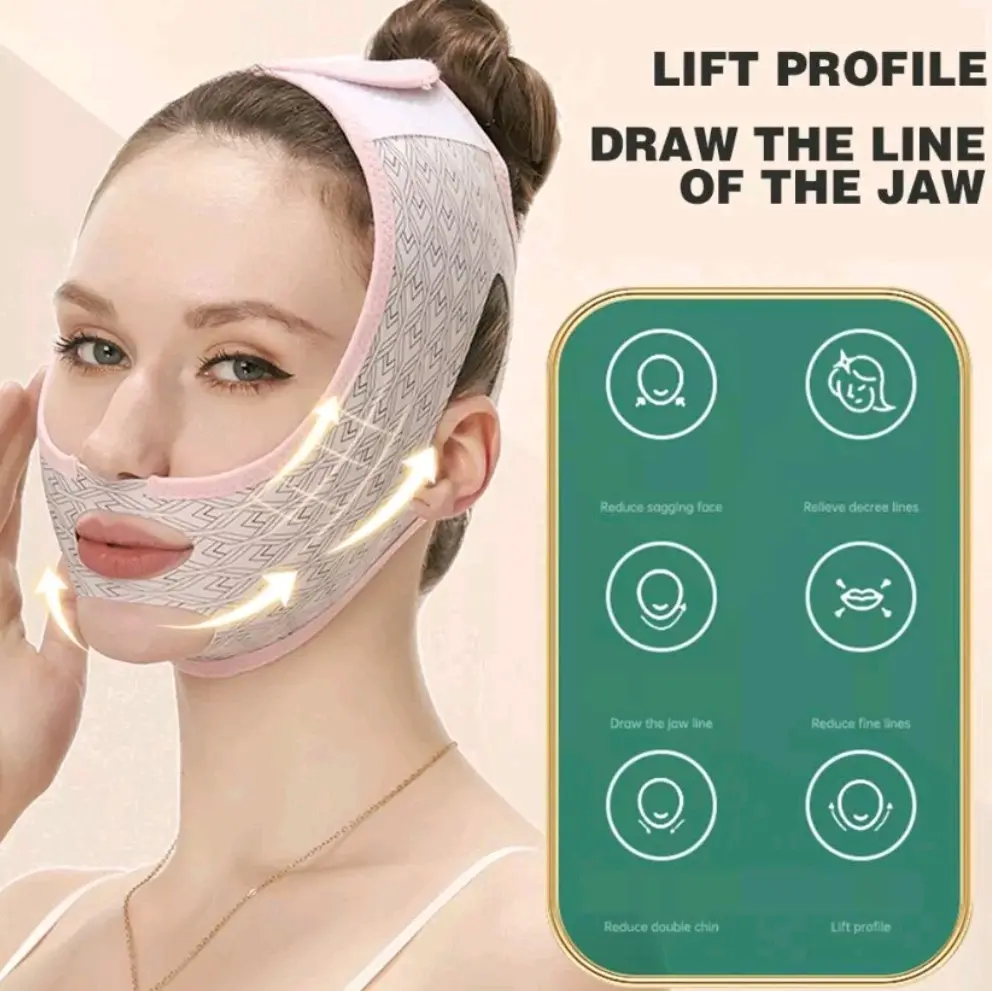 Sabuk Pegencang Wajah Dan Dagu V Line Slimming Belt Therapy Membentuk Wajah V-Shaped Dan Dagu Non-Marking V Shaped Face Mask Korset Wajah Pembentuk Wajah V Line Double Chin Penghilang Garis Halus