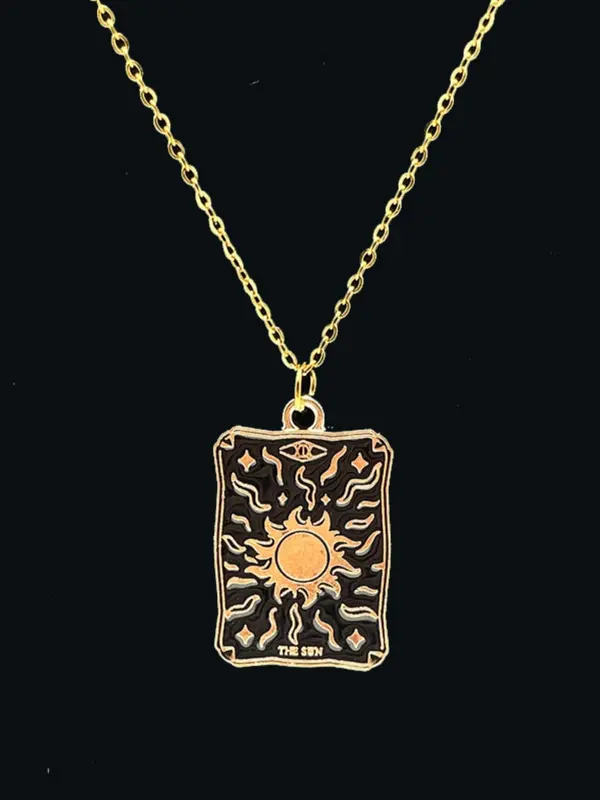 Fashion Trendy Creative Tarot Design Pendant Necklace,  Fashion Jewelry for Party, Daily Clothing Decor, 2024 Summer Trendy All-match & Exquisite Jewelry for Birthday Gift 6