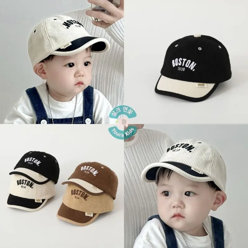 6 bulan - 4 tahun | Topi BASEBALL Corduroy Anak-BOSTON x LUCKY x DIDICUTE TWO TONE-Unisex-New Korean Model