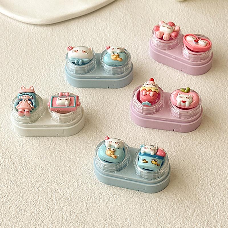 Product Introduction of Cute Contact Lens Case Portable Drawer-type Contact Lens Case With Tweezers And Suction Stick Cute Cartoon Animal Case 12