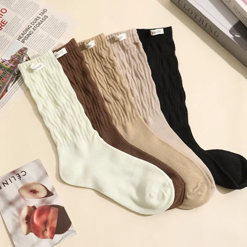 Tất Giữa Bắp Chân Cho Nữ, Bộ Sưu Tập Mùa Xuân / Mùa Hè, Phong Cách Maillard Hợp Xu hướng Ins, Màu Trơn Dễ Phối Đồ, Tất Dài Bắp Chân, Thích Hợp Cho Mùa Hè