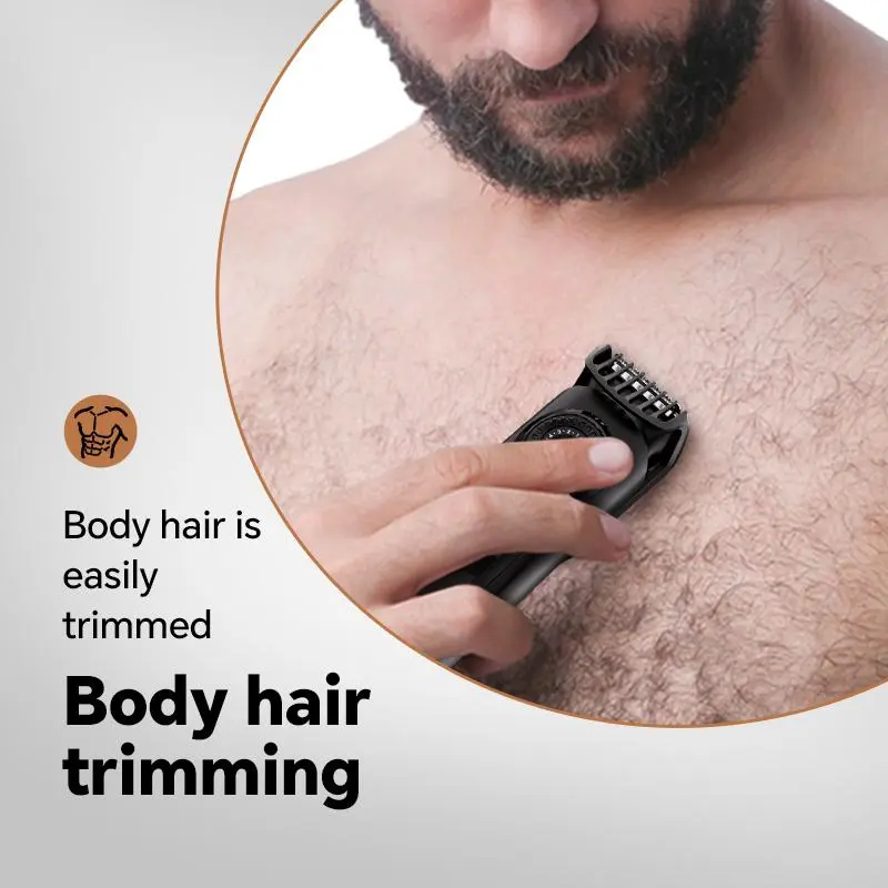 Multifunctional Men's Body Hair Trimmer, USB Rechargeable Electric Razor, Beard Trimmer, Hair Trimmer for Home Salon Use 8