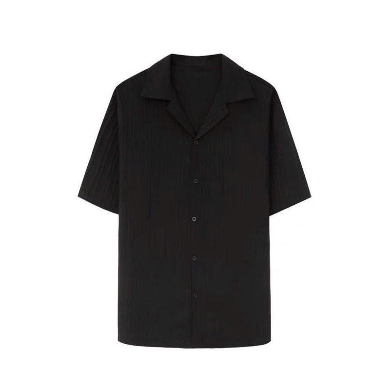 Áo sơ mi nam nữ tay ngắn Lụa Xốp trẻ trung Hot trend thời trang Unisex 17.Seventeen Menswear Cổ Tròn 2