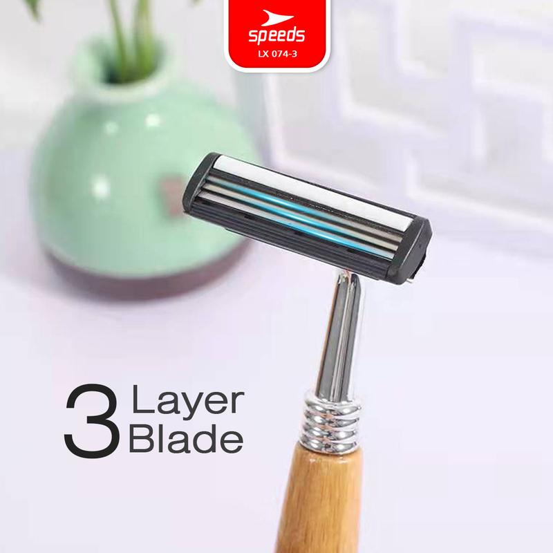 SPEEDS Shaving Kit Hotel 3 Mata Pisau Cukur Shaving Praktis Jenggot Kumis Cream Alat Cukur 074-3 6