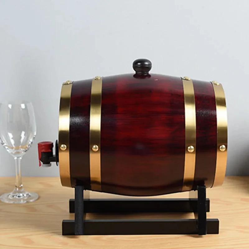 1L/1.5L/3L Wood Wine Barrel Vintage Oak Beer Brewing Accessories Whiskey Storage Container Home Decoration Wine Bar Tools 5