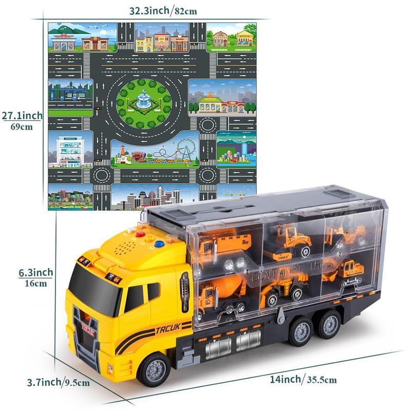 Product Introduction of 7 in 1 Alloy Engineering Car Toy, 1 Set Construction Vehicle Toy with Game Mat, Funny Truck Toy Gift Bundle for Kids, Birthday Gifts Ideas 5