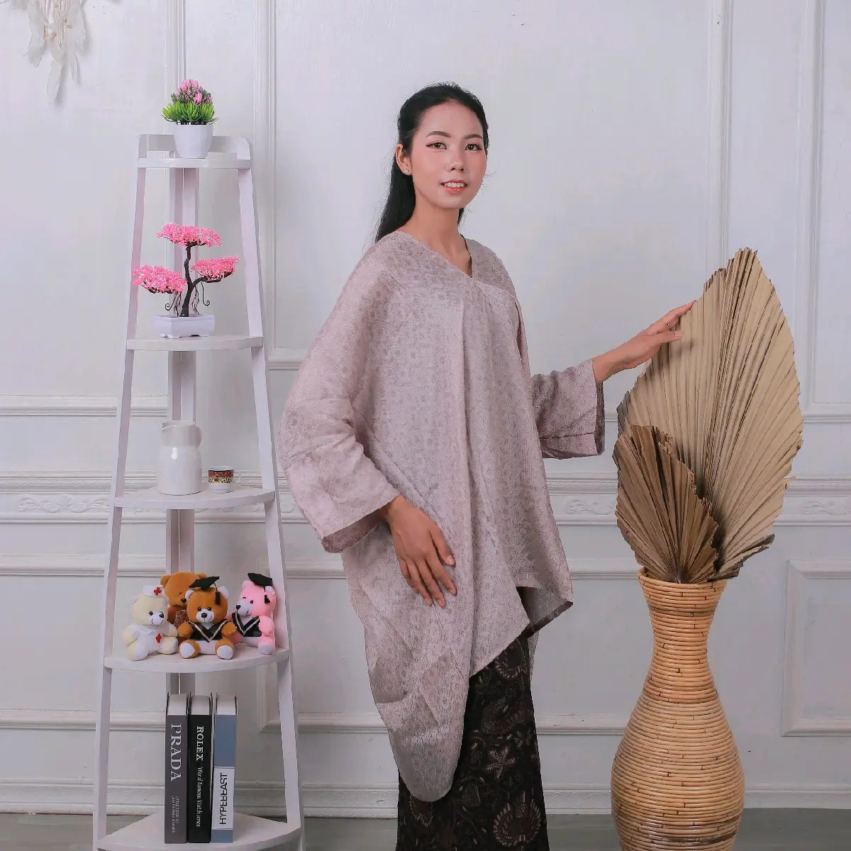 BLOUSE KAFTAN TUNIK ARUNA (HANYA ATASAN) terbaru trusmi cirebon termurah ready stok Atasan Fit Muslim Panjang Motif Viscose Wanita