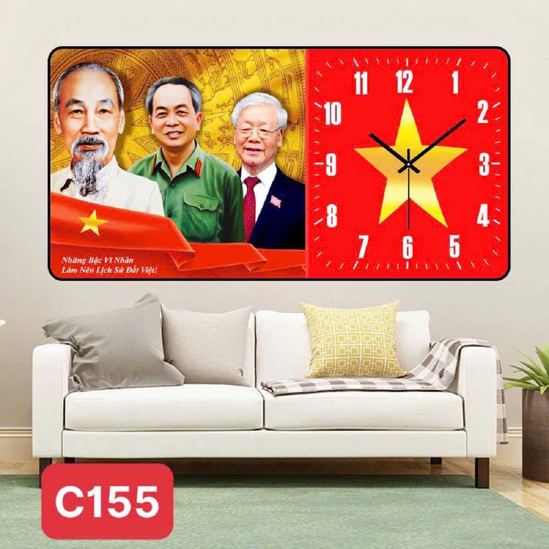 Tranh đồng hồ treo tường tráng gương cao cấp _ tranh các Vị Lãnh Tụ Đất Nước. Bác Hồ - Bac Giáp -Bac Trọng Decor Phòng Trang Trí Nhà 3