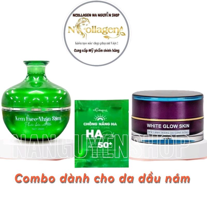 Combo Kem Face Nhân Sâm Xanh & Kem Face Lạnh Đêm N Collagen Tr.ẩy Nám Dành Cho Da Dầu Skincare Dưỡng Ẩm Da Làm Đẹp Da Nữ Women Chống Nắng Massage