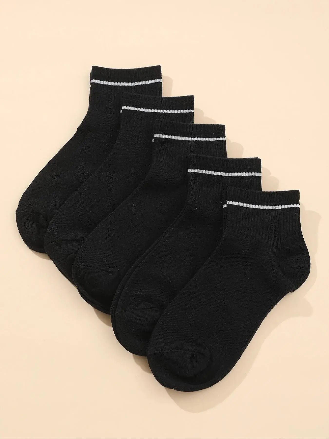 Women's 5 Pairs Jacquard Knits Striped Ankle Socks, Low Cut Comfort Breathable Socks, Multi-pack Black Crew Socks, Casual Basic Simple Lightweight Socks for Women, Women's Socks & Hosiery
