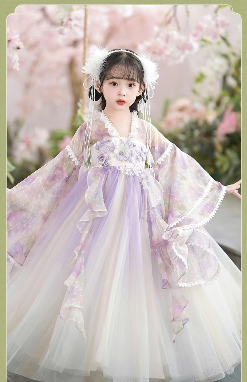 Product Introduction of Váy Trang Phục Trung Quốc Phong Cách Hanfu, Cô Gái Hoa Thần, Siêu Thanh Lịch, Váy Áo Khoác Và Váy Trẻ Em Phong Cách Cổ Trang Thích Hợp Cho Mùa Hè, Mỏng, Cho Bé Gái 19