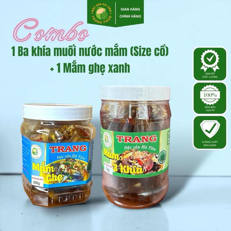 Combo 2 hộp - 1 Ba khía muối nước mắm Size cồ + 1 Mắm ghẹ xanh Trang Food - cay