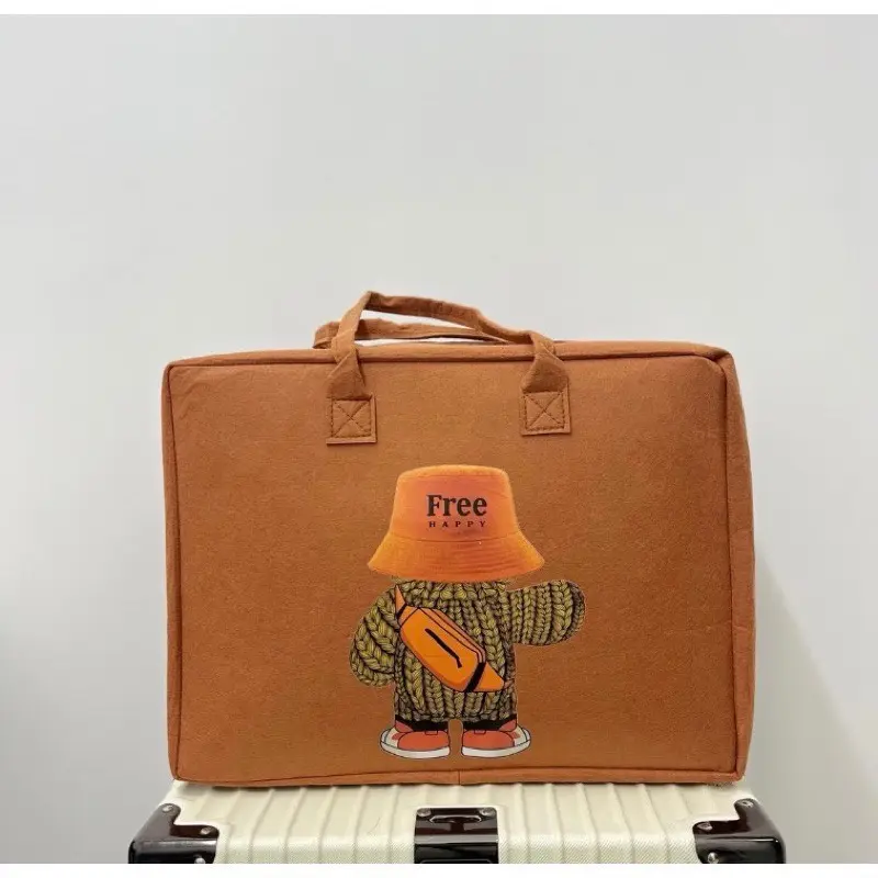 Túi Du Lịch Cỡ Lớn Bằng Vải Nỉ Họa Tiết Hoạt Hình Gấu Dâu.ĐA.A2.aquyen Bag Hoa 925 8