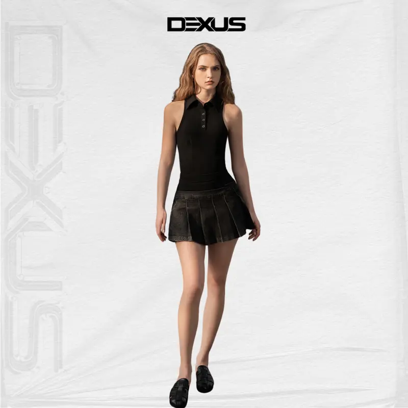 [DEXUS] CHÂN VÁY BÒ PHỐI TĂM LÔNG - DXCV140334 0
