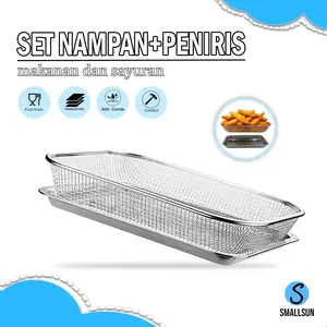[SS} Saringan Nampan Stainless Set Tirisan Minyak Bahan Tebal Tahan Karat Peniris Minyak Gorengan