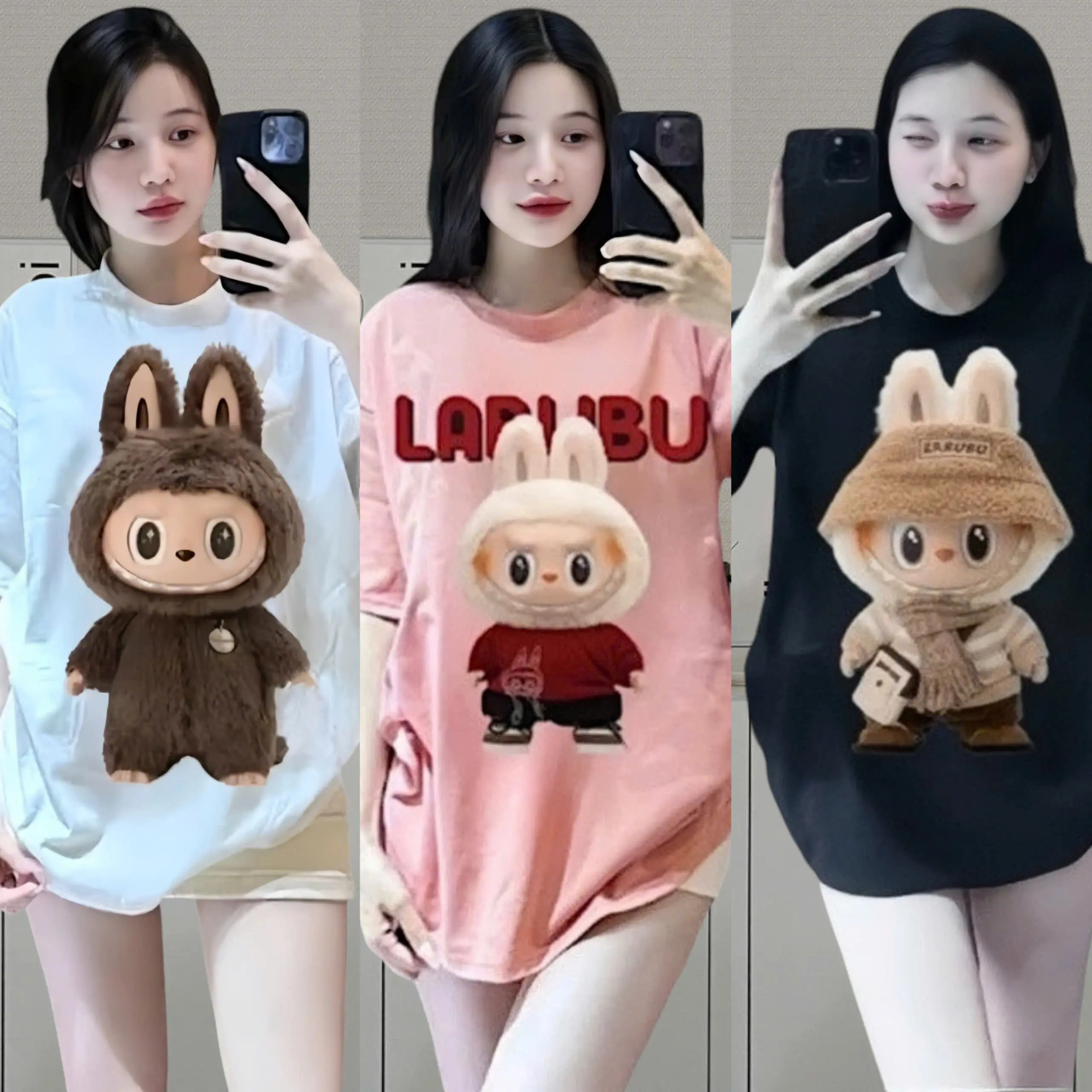 COMBO 3 ÁO LABUBU TEE.RAX Form Rộng Unisex Nữ Women Top Thun